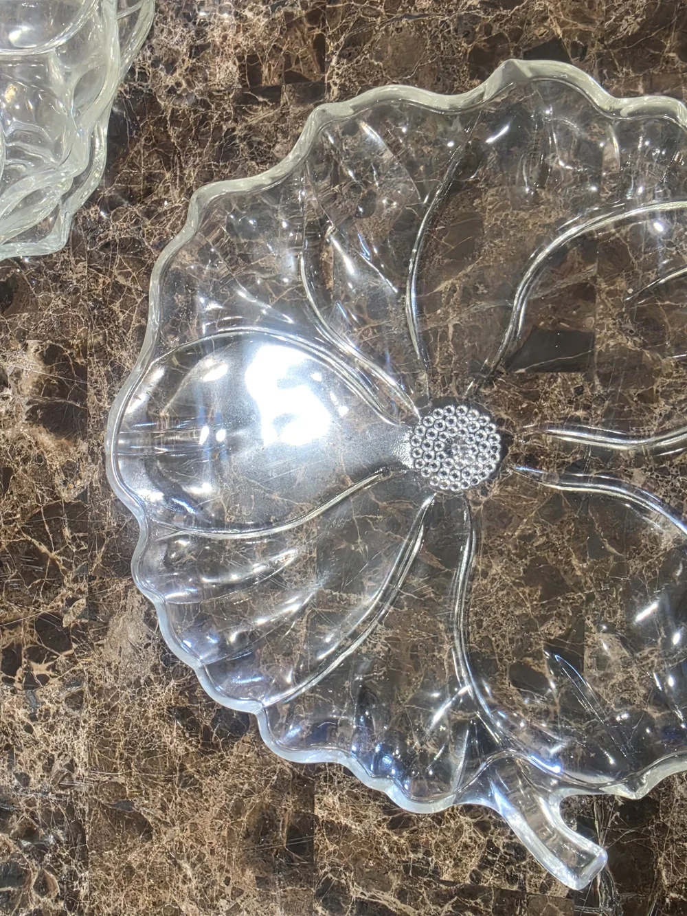 Source Unknown Clear Pressed Glass Flower Bowls - 4 Piece
